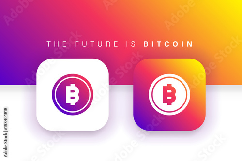 Bitcoin icon. BTC icon. Square contained. Use for brand logo, application, ux/ui, web. Colorful design.