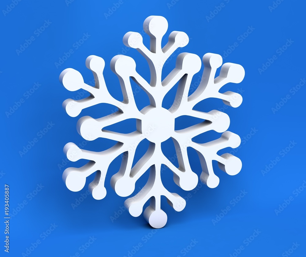 3d white Christmas snowflake isolated on blue background 3d white Christmas snowflake isolated on blue background