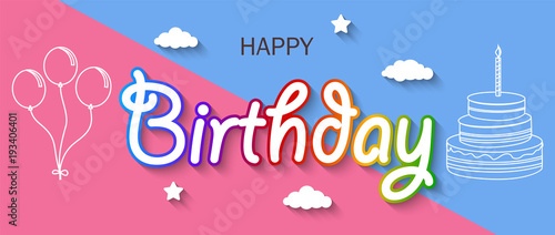 Birthday card with Clothespin and colorful letters hang on rope