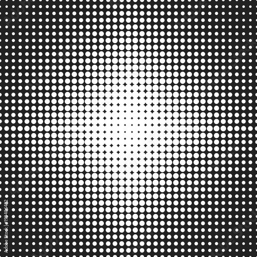 Abstract white background consisting of dots in form of halftone. Scientific and technical frame illustration. Flat cartoon illustration. Objects isolated on a white background.