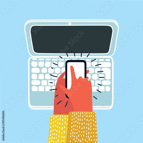 man hand holding phone with world news site on the screen in the office