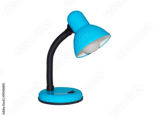 blue table lamp on white isolated background