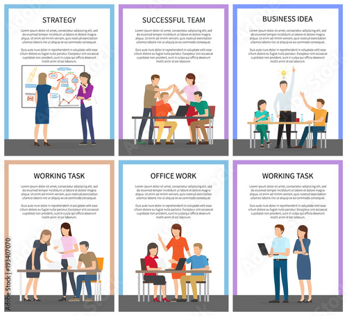 Office Teamwork and Working Tasks Promo Posters