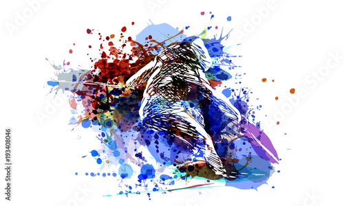 Vector color illustration of a skier