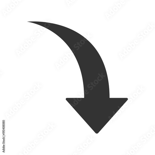 Down arrow icon. Flat vector illustration in black on white background.