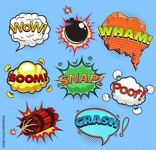 Comic speech bubbles. Sound effects. Vector illustration