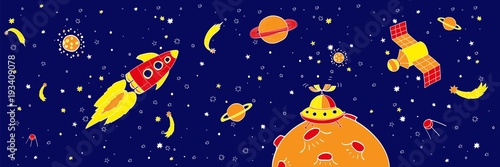 Hand drawing space illustration vector.
