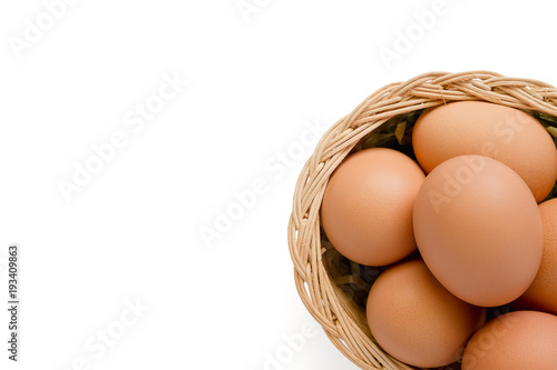 Eggs in the wicker basket o...