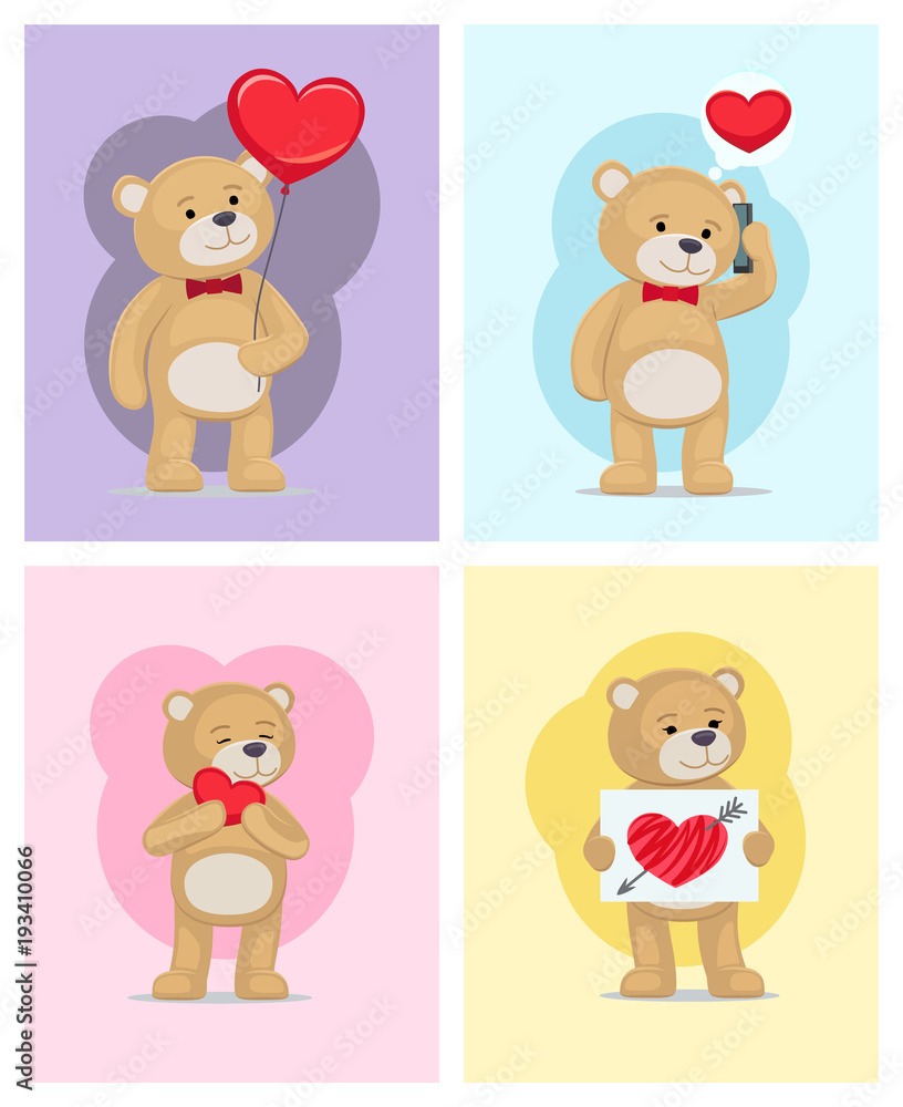 I Love You and Me Teddy Bears Vector