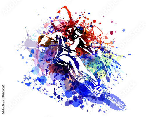 Vector color illustration of a skier