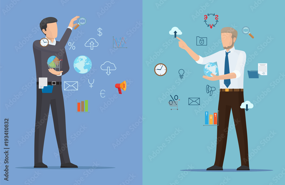 Two Online Business Posters Vector Illustration Two Online Business Posters Vector Illustration