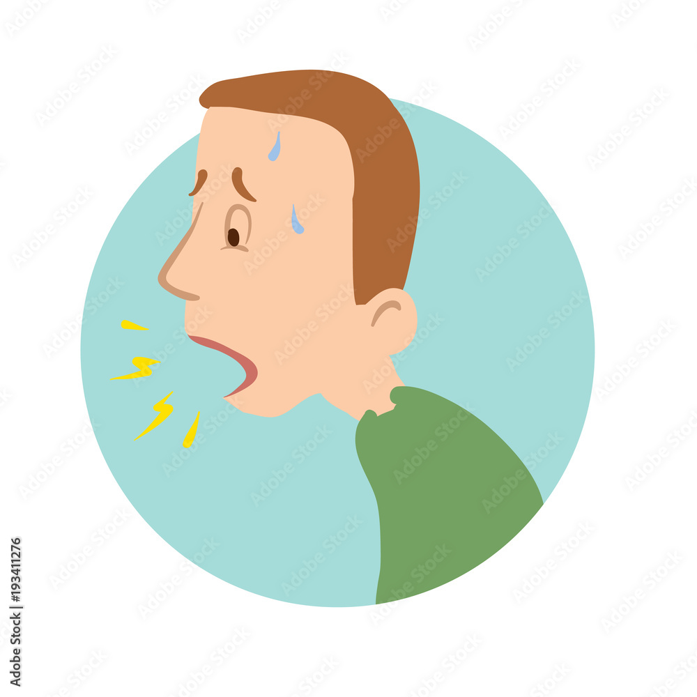 Young Man Coughing Shortness Of Breath Sickness Icon Vector Flat young-man-coughing-shortness-of-breath-sickness-icon-vector-flat