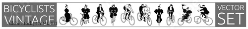 bicyclists vintage historic set #vector