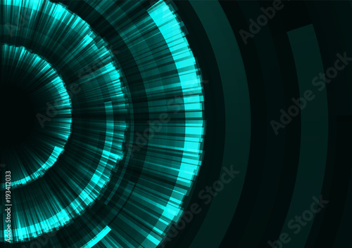 turquoise abstract circle eye radar, digital overlap layer line, technology background, vector illustration