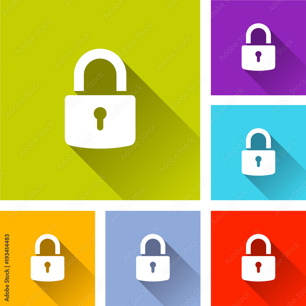 padlock icons with long shadow padlock icons with long shadow