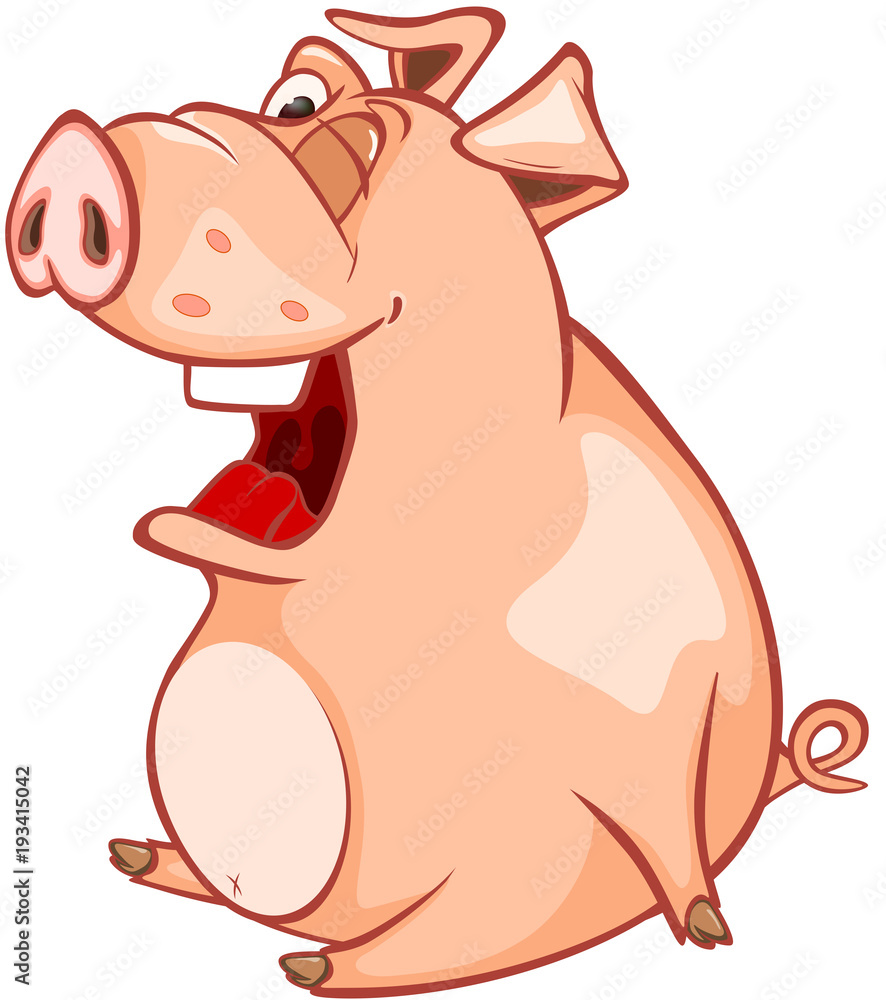 Naklejka premium Illustration of a Cute Pig. Cartoon Character