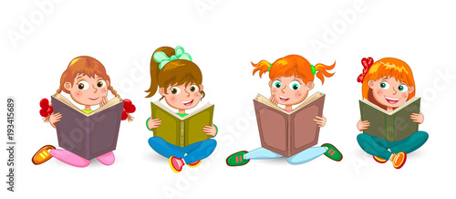Little children read interesting books