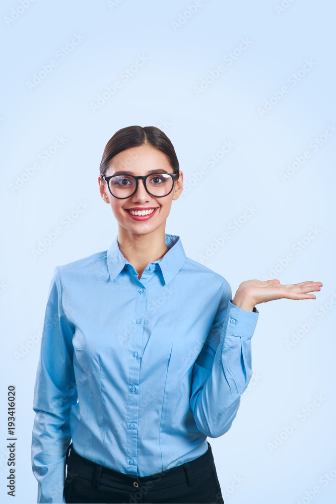 Portrait of young beautiful business woman in glasses. Portrait of young beautiful business woman in glasses.
