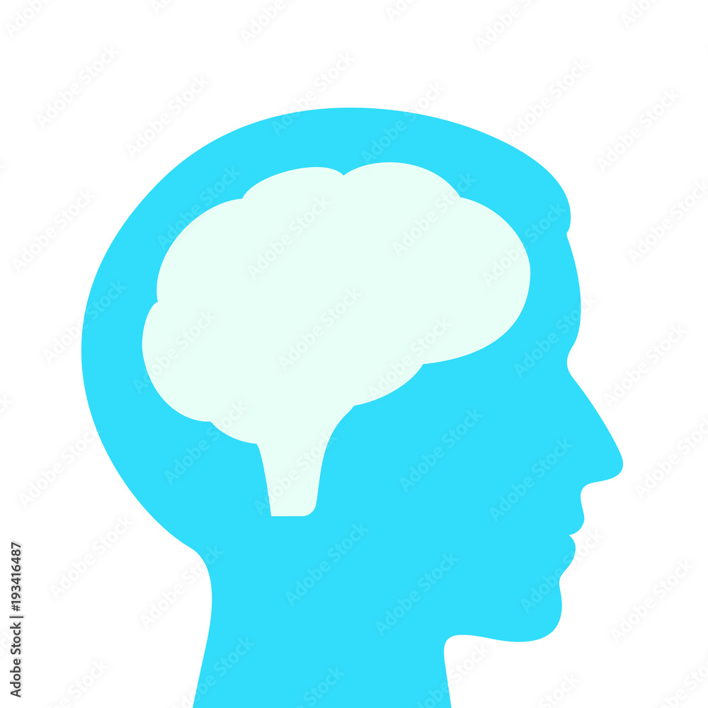 Human head profile and brain vector illustration