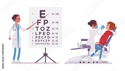 Female dentist and ophthalmologist