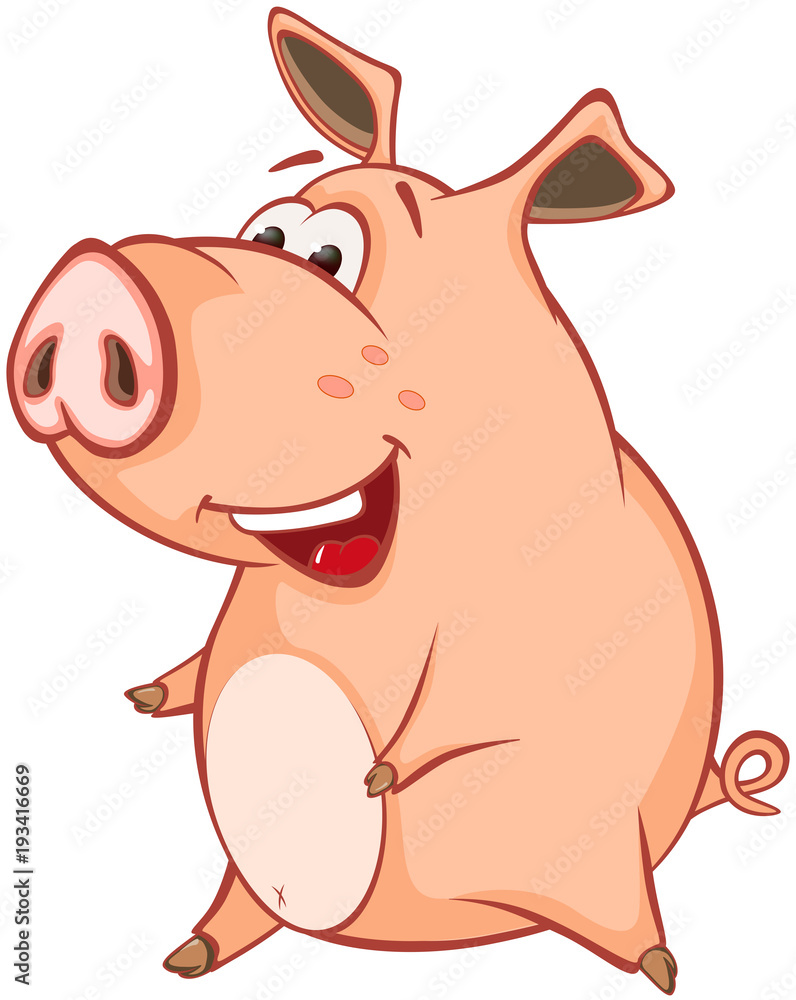 Illustration of a Cute Pig. Cartoon Character Illustration of a Cute Pig. Cartoon Character