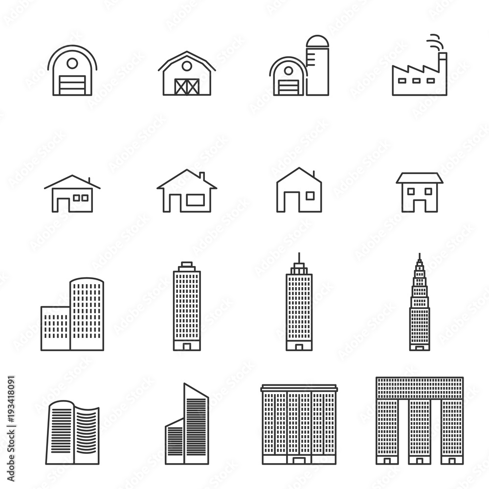 house line icons set vector illustration