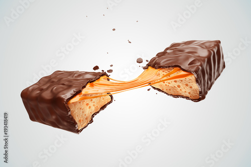 Cracked Chocolate bar with caramel
