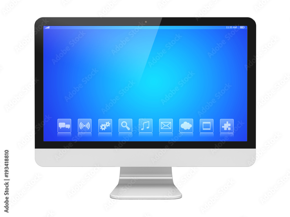 Wide monitor on a white