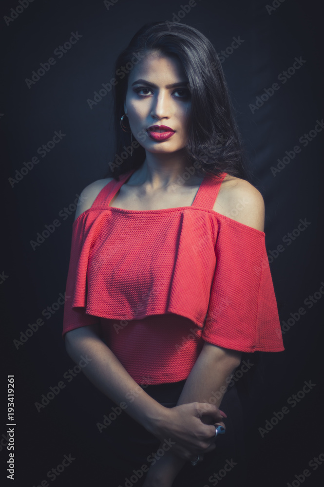 Fototapeta premium A Girl in Red Lips