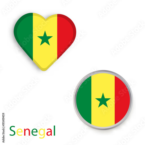 Heart and circle symbols with flag of Senegal. Free Download Heart and circle symbols with flag of Senegal. - GFXLoad