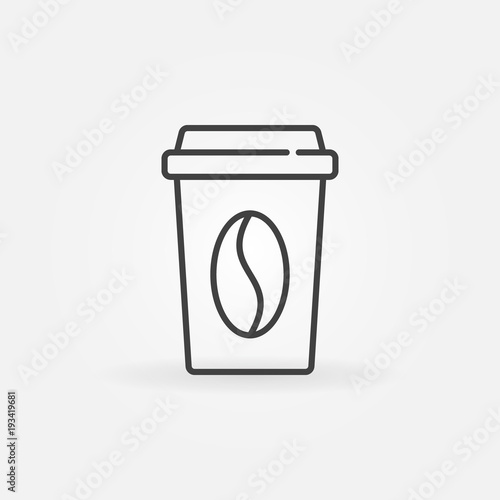 Paper coffee cup concept vector icon in thin line style