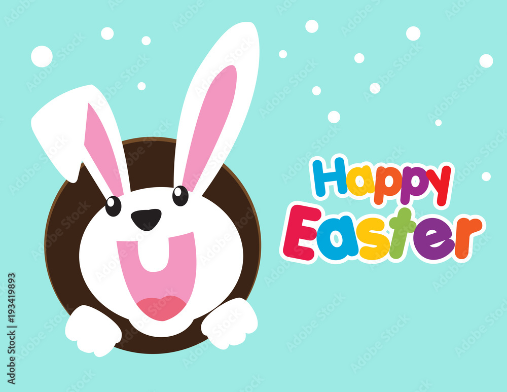Fototapeta premium Very Happy Easter,bunny and egg with color background.vector