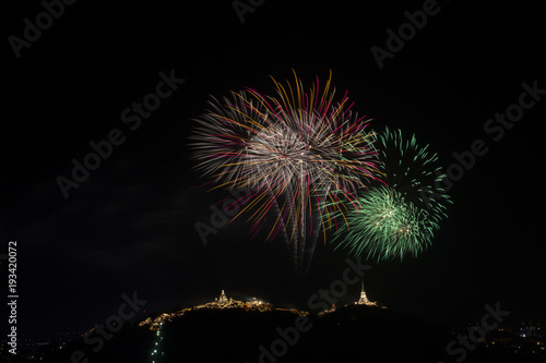 Colorful firework festival on Phra Nakhon Khiri  Khao Wang  at Phetchaburi province Thailand