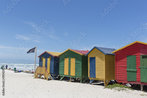 Colorful huts/ houses along the beach in Muizenberg, South Africa © jeeweevh