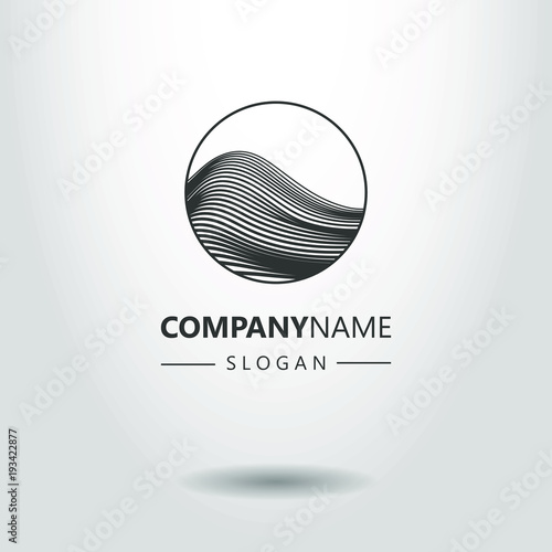 black and white linear abstract mountain logo