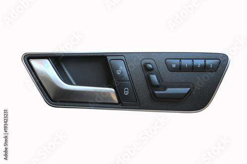 Door handle with Power seat control buttons of a luxury passenger car