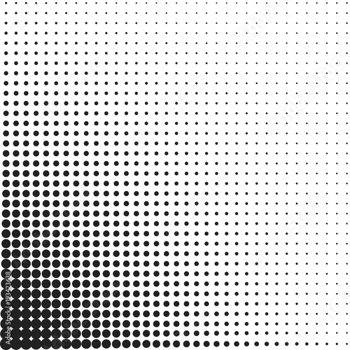 Abstract black background consisting of dots in form of halftone. Scientific and technical frame illustration. Flat cartoon illustration. Objects isolated on a white background.