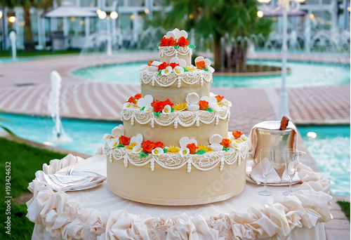 Wedding cake with the decoration