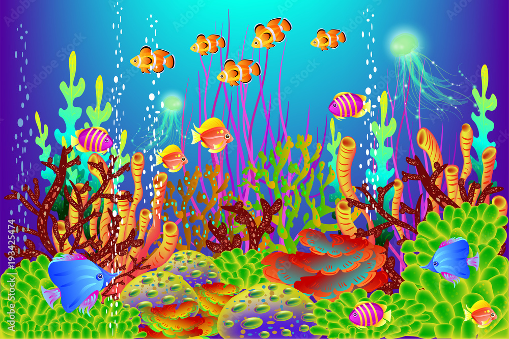Underwater background, vector illustration for design and banners, vector illustration
