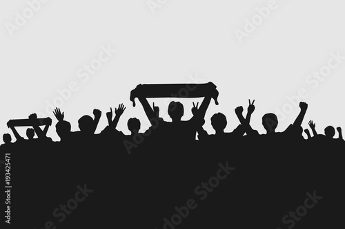 Silhouettes of fans celebrating a goal. European championship 2016. Vector illustration