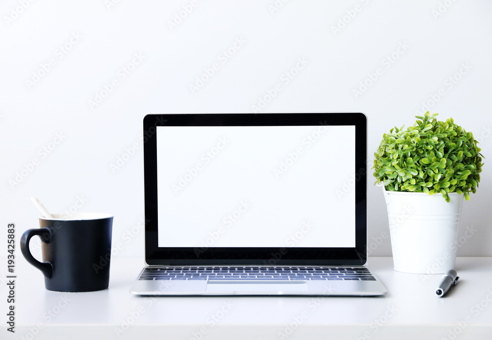 workspace desk with laptop and business and technology concept.space for your text. workspace desk with laptop and business and technology concept.space for your text.