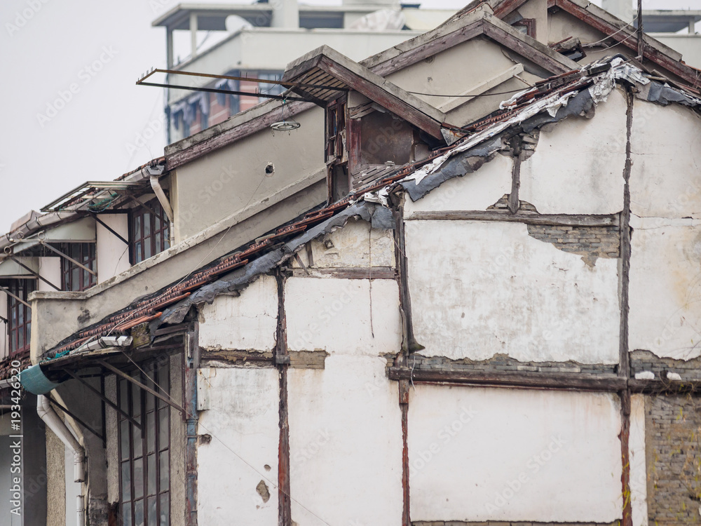 The cross section of traditional Shanghai house with attic, already abandoned home. The cross section of traditional Shanghai house with attic, already abandoned home.