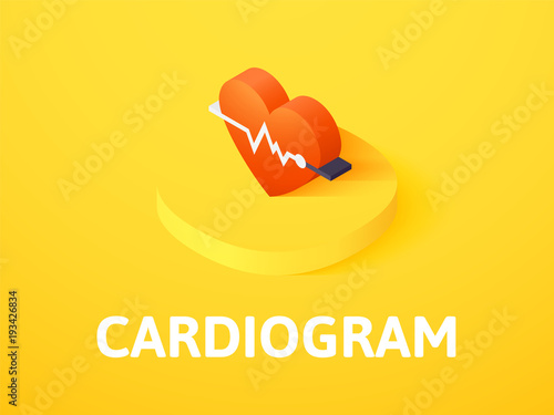 Cardiogram isometric icon, isolated on color background