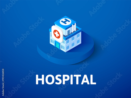 Hospital isometric icon, isolated on color background