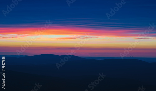 view of colorful sunrise in mountains  