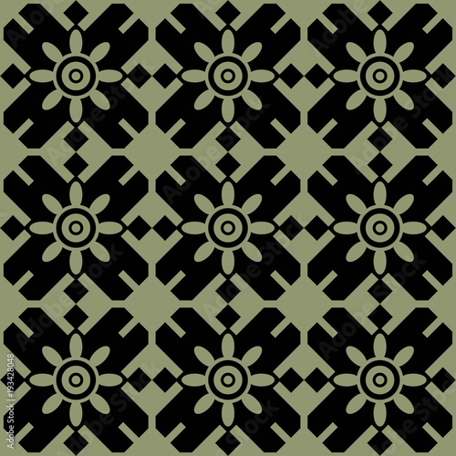 Seamless background southeast Asian retro aboriginal traditional art textile pattern polygon geometry cross frame flower