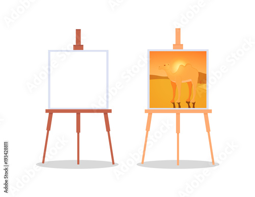 A wooden easel with a