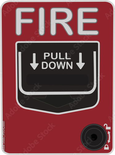 Manual call point for fire alarm protection , pull down manual