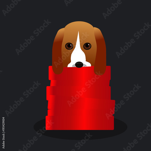 Dog and red  scarf