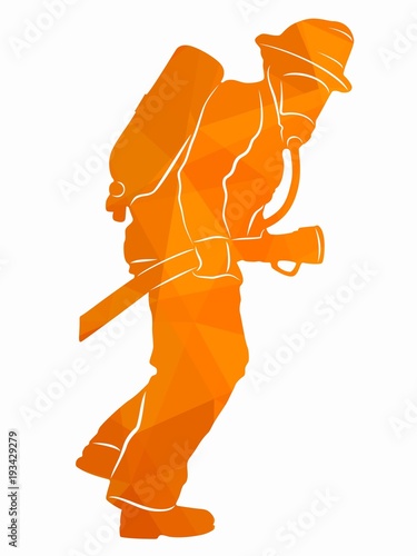 silhouette of a fireman, vector draw